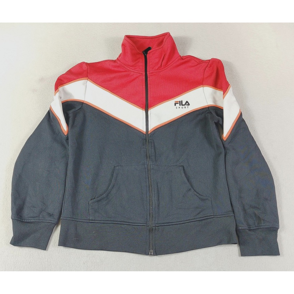 Fila Sport Jacket Womens Medium Red Colorblock Full Zip Track Athletic Top